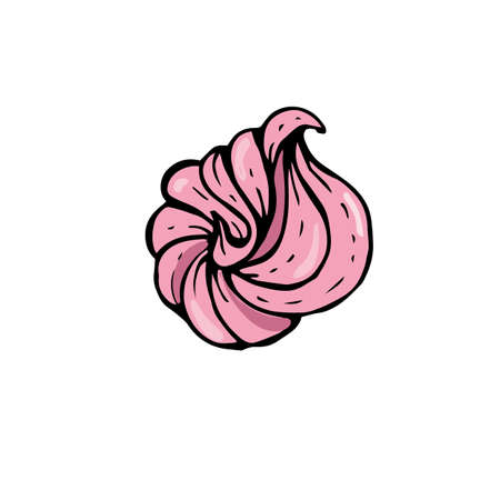 vector sweets pink tender marshmallow hand drawn in the style of doodle coloredのイラスト素材