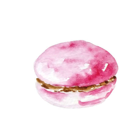 watercolor pink delicate macaroon on a white background hand drawnの写真素材