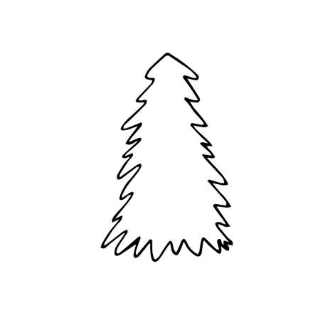 hand-drawn Christmas trees in doodle style. Holidays background. Vector illustrationのイラスト素材