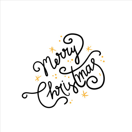 Merry Christmas lettering for greetings, scrapbooking, greetings, invitations, tags, stickers, cards, icons. Vector illustration.のイラスト素材