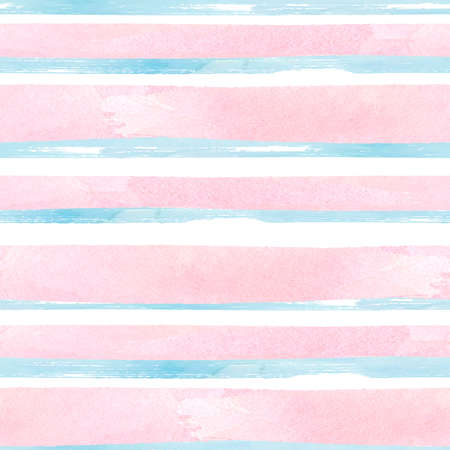 Easter watercolor seamless pattern. Delicate watercolor stripes, pink and blue on a white background. Print, wallpaper for Easter.の写真素材