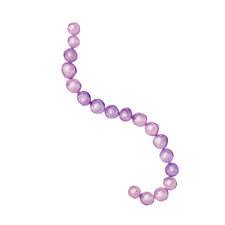 Watercolor illustration Valentine's day, pearl purple beads