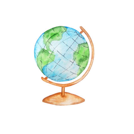 watercolor school globe isolated on white backgroundのイラスト素材