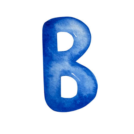 Watercolor illustration blue letter B isolated on white backgroundのイラスト素材