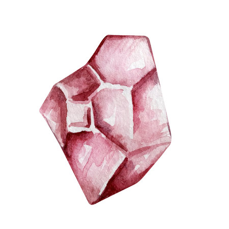 Watercolor red crystal, mineral, gemstoneの写真素材