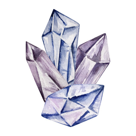 Watercolor crystals composition, magic illustrationの写真素材