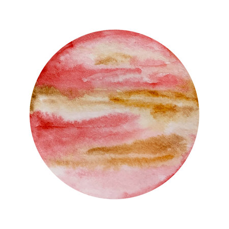 Watercolor red planet, space illustrationの写真素材