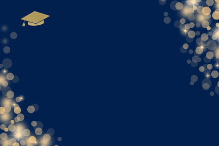 Blue Golden Frame Graduate banner celebrationの写真素材
