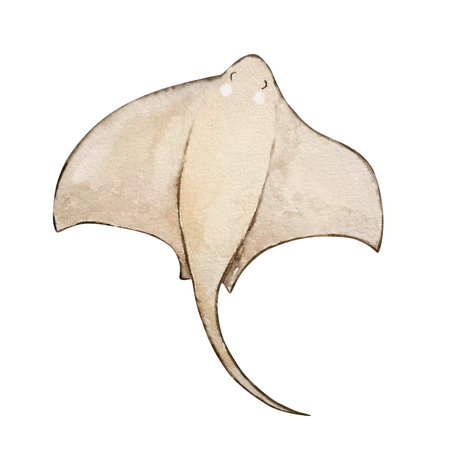 Stingray watercolor painting, nursery sea animal for decorationの写真素材