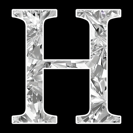 Diamond Letter H, Luxury jewellery alphabet, shiny silver letter for print and logo designの写真素材