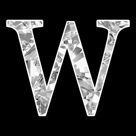 Diamond Letter W, Luxury jewelery alphabet, shiny silver letter for print and logo designの写真素材