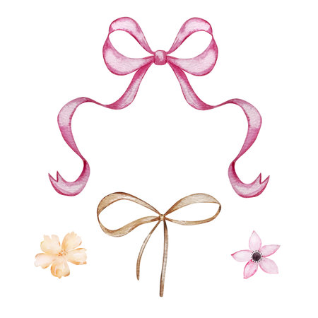 Set of Watercolor images of baby toys, in beige pastel colors, essentials for baby shower or birthday party decoration.の写真素材