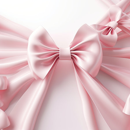 Photo of pink bow, ribbon silk, background for design.の写真素材
