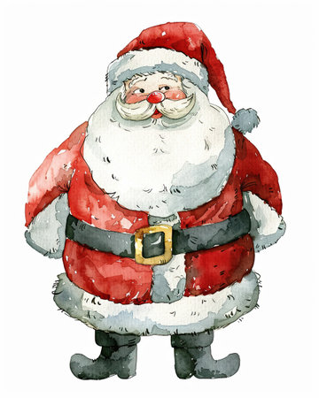 Watercolor Quirky Christmas Santa Claus isolated on white background.の写真素材