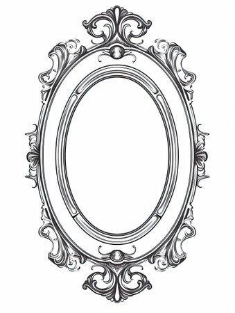 Vintage decorative frame with floral accents and oval shape.の写真素材