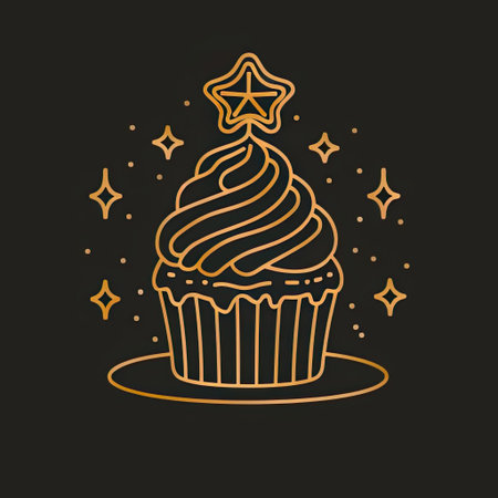 Elegant Line Art Cupcake Illustration for Bakery Branding and Logo.