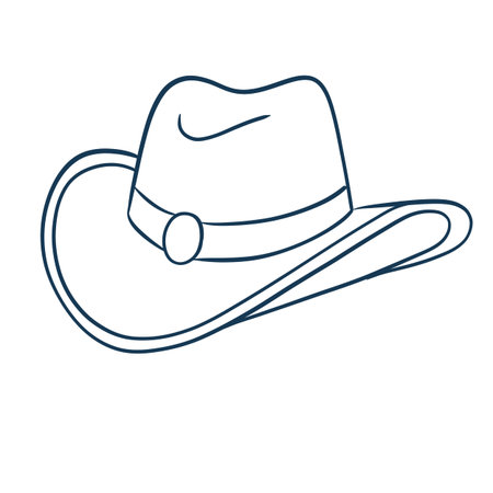 Cowboy hat, Line Art Cowgirly blue graphic illustration.の写真素材