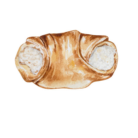 Watercolor bagel, hand drawn illustrations, isolated, bakery design, homemade baking.