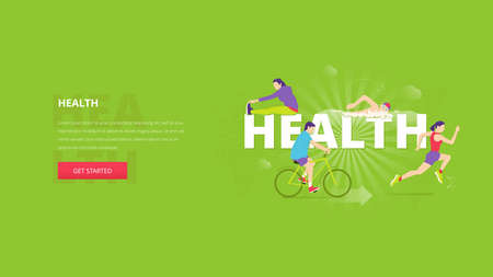 Banner of healthy lifestyle, sport and workout.のイラスト素材