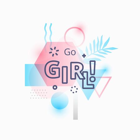 A Vector illustration of go girl quote on abstract blue and pink background illustration.のイラスト素材