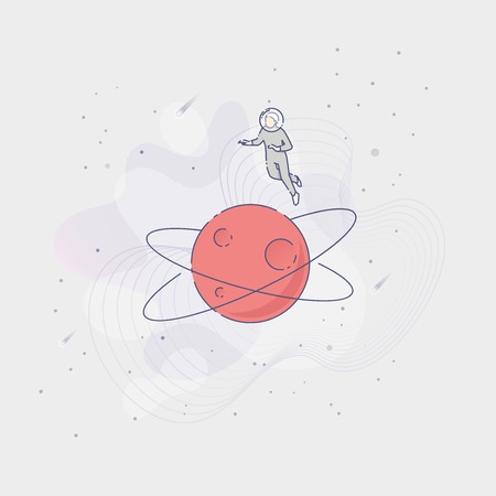 Astronaut flying in open space vector illustrationのイラスト素材