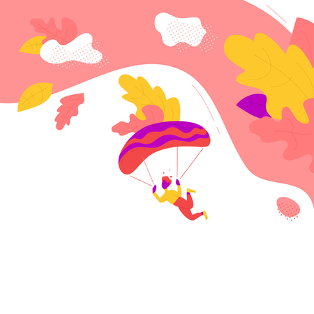 Purple man flights paragliderのイラスト素材