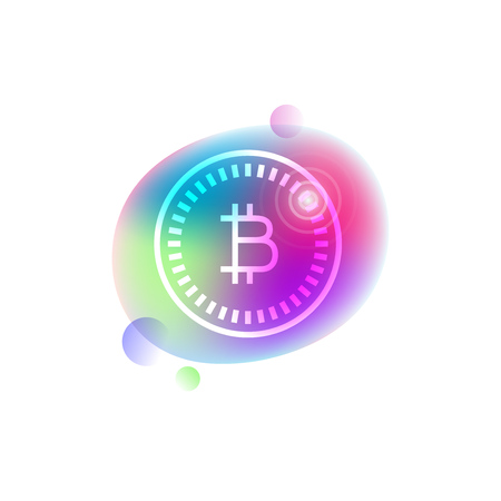 Bitcoin sign neon iconのイラスト素材