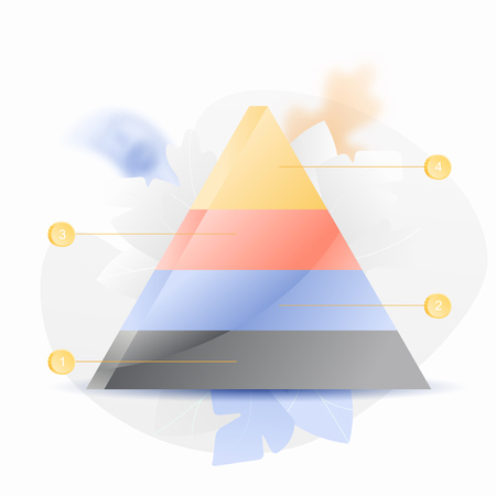 Vector illustration of a pyramid chart diagram. Trendy and shiny gradient style.のイラスト素材