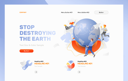 Stop destroying the Earth web header template. Vector concept of saving the world.のイラスト素材
