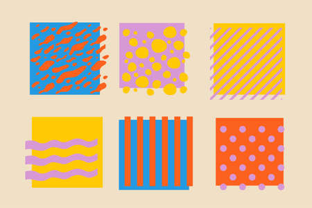 Pop style backgrounds set. Modern pop-art design isolated on old colored paper background.