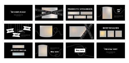Season sale horizontal presentation design template. Vector layout over black background.のイラスト素材
