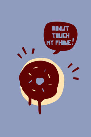 Donut and quote poster template. Simple or naive flat design. Vector illustration with speech bubble and pun.のイラスト素材