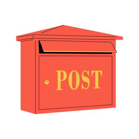 Old post mailbox. Vector illustration. Editable stroke. Modern communication and messaging design. Red color.のイラスト素材