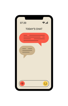 Chat mobile phone screen vector design. Internet communication. Eitable stroke. Cell Phone message.のイラスト素材