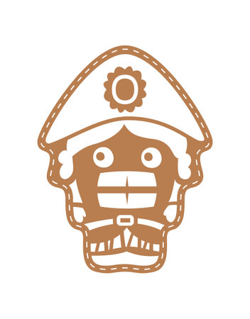 Ginger bread Nutcracker. Vector illustration isolated on white background. Christmas decoration. Hand drawn design.のイラスト素材