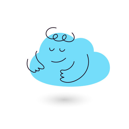 Cloud cartoon character sleeping. Flat vector mascot illustration isolated on white background.のイラスト素材