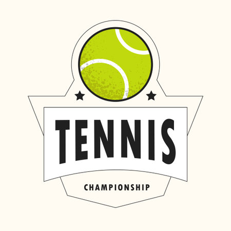 Tennis. Sport badge or label. Modern minimal vector design. Editable stroke.のイラスト素材