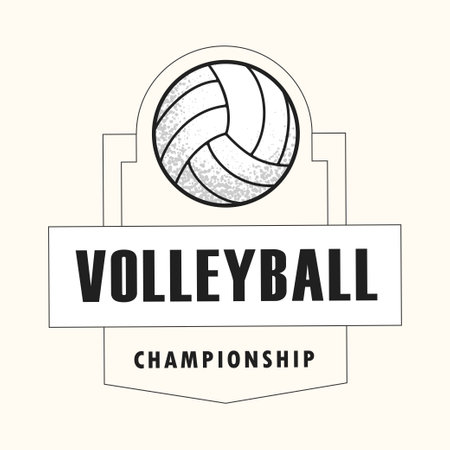 Volleyball. Sport badge or label. Modern minimal vector design. Editable stroke.のイラスト素材