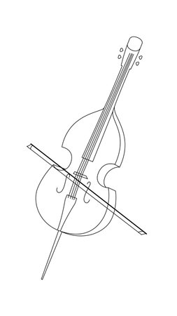 Cello outline illustration. Minimal flat graphic. Vector art image isolated on white. Editable stroke.のイラスト素材