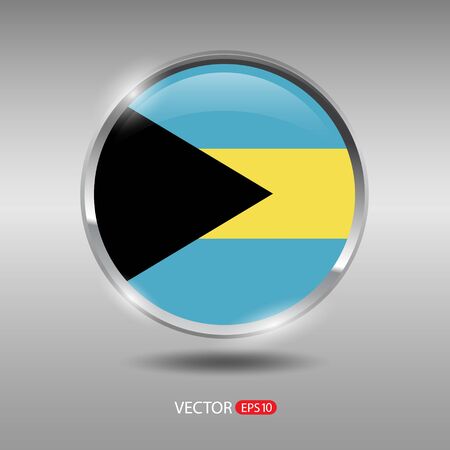 Bahamas  flag, shiny, glossy metal vector badgeのイラスト素材