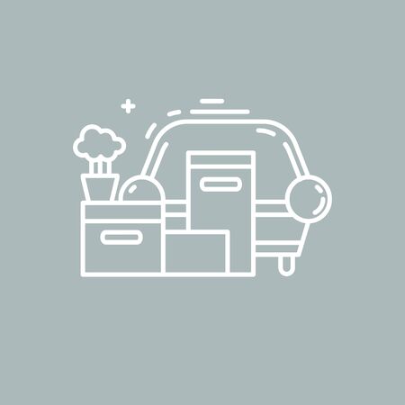 Line symbol of moving bunch of things.のイラスト素材