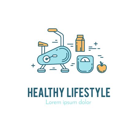 Healthy fitness lifestyle lineart conceptのイラスト素材