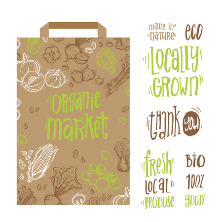 Organic Market Kit Vector Illustrationのイラスト素材