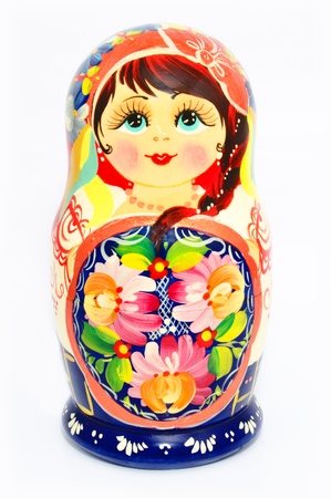 Russian nesting doll isolated on white backgroundの写真素材