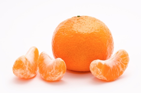 Orange tangerines isolated on a white background の写真素材