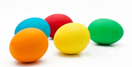 Colorful easter eggs isolated over white background