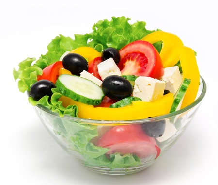 Fresh vegetable salad isolated on a whiteの写真素材