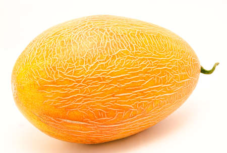Ripe whole melon isolated on a white backgroundの写真素材