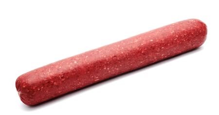 Smoked sausage salami isolated on a white backgroundの写真素材