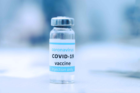 Ampule with Coronavirus COVID vaccine.の写真素材